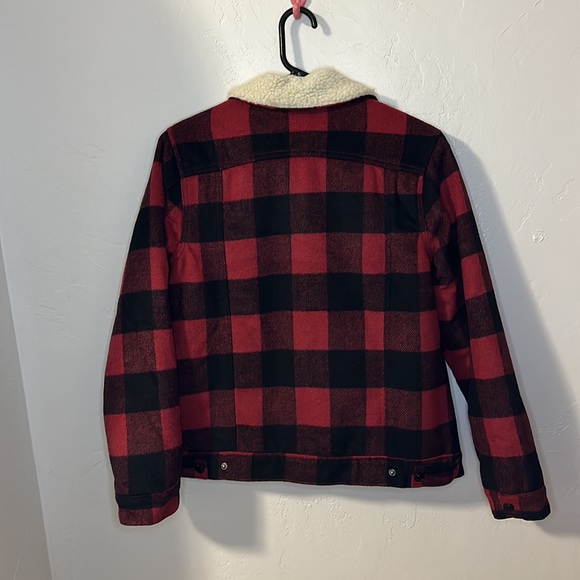 Thread & Supply red plaid Sherpa lined jacket S - Picture 2 of 12